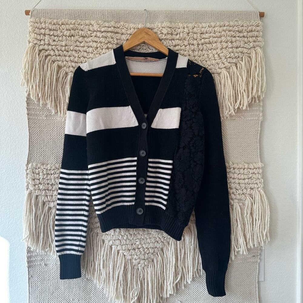 No.21 Striped Lace Cardigan